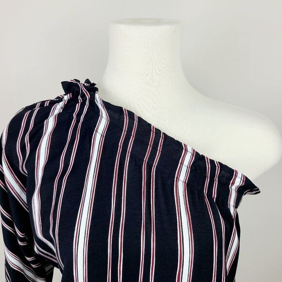 Bishop + Young Stripe One Shoulder Blouse Small - Picture 3 of 16